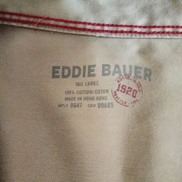 Women's Eddie Bauer * LARGE khaki 100% cotton * button up long sleeve shirt - Picture 2 of 10